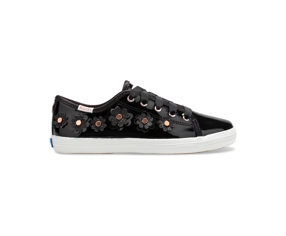 Basket Keds Enfant Noir - Kate Spade New York Kickstart Patent Cuir - 903-PMVFDE